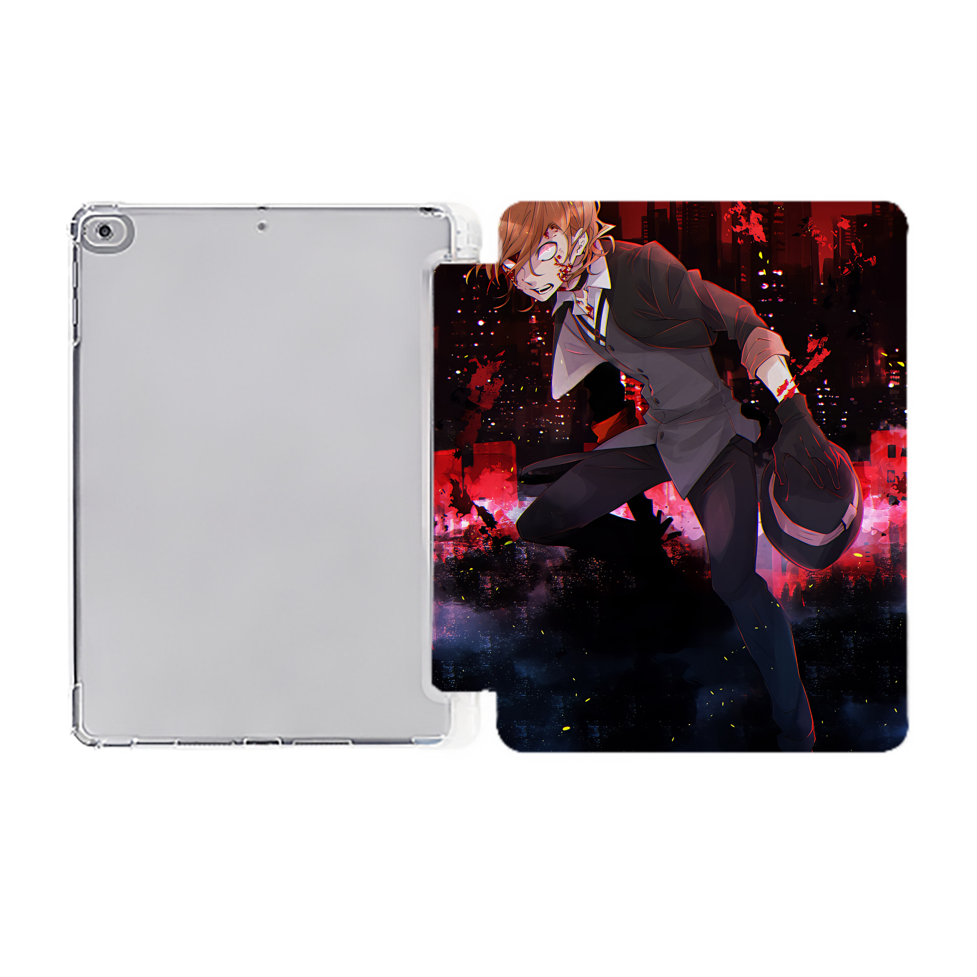 （画像用） 文豪ストレイドッグス Bungo Stray Dogs IPad ケース ペン収納付き 三つ折りスタンド PUレザー×シリコン 対応機種9.5/10.5/10.9インチ